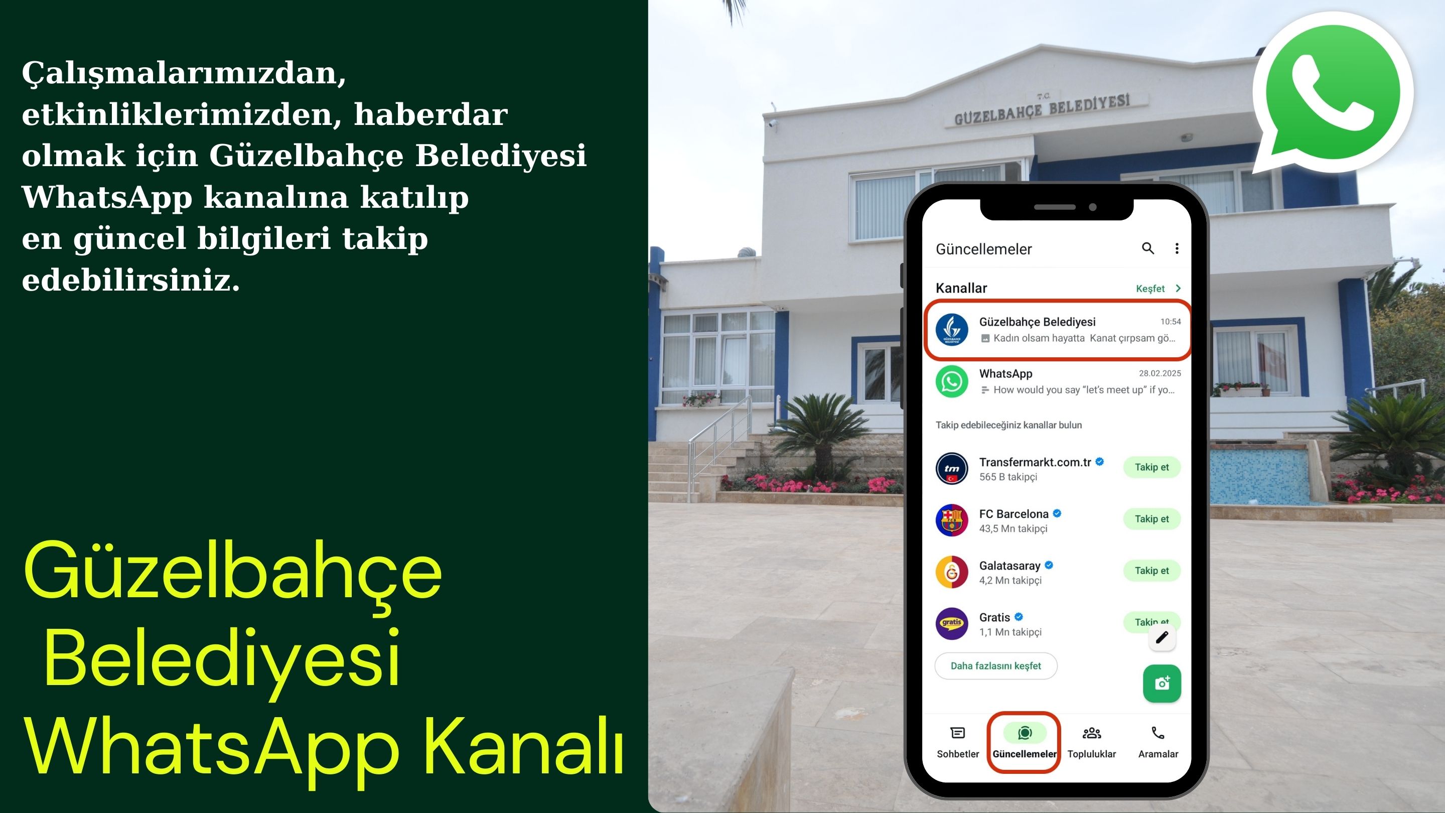 Güzelbahçe Belediyesi WhatsApp Kanalı hizmete açıldı