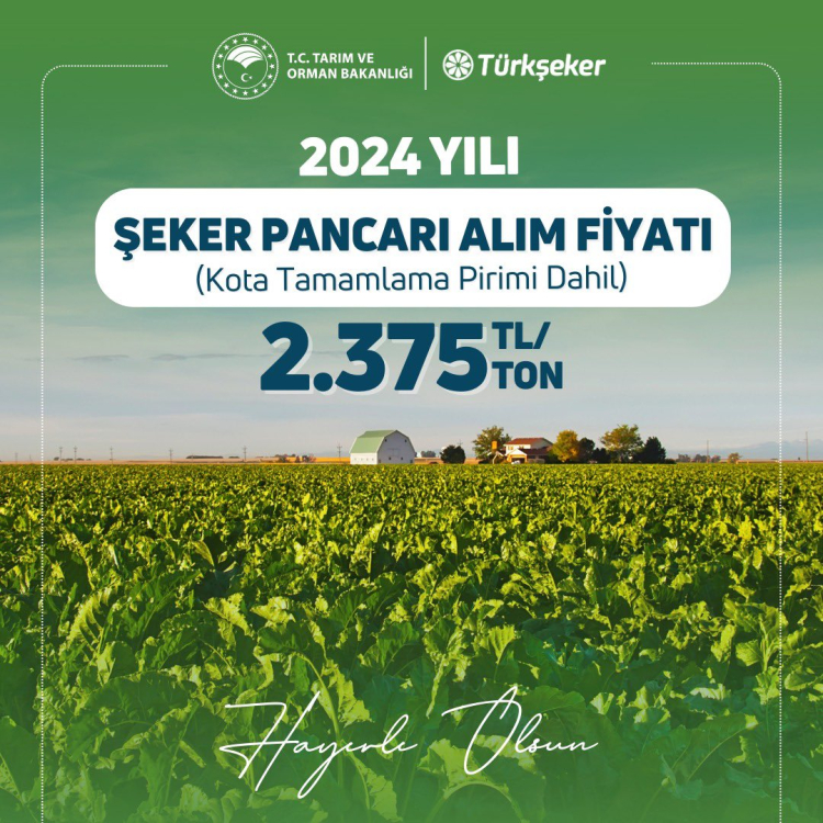 Açıklama, Tarım ve Orman Bakanlığı'ndan geldi. Türkşeker tarafından 2024 yılı