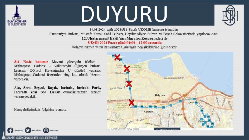 İzmir’in kurtuluşunun 102. yıl dönümü kutlamaları kapsamında, 8 Eylül Pazar