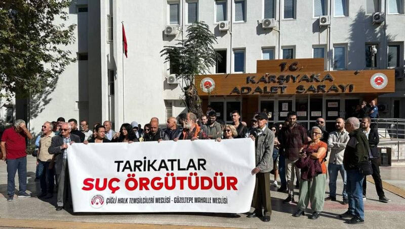 Bölge halkı, Çiğli’de açılması planlanan tarikat yurduna karşı tepkisini göstermeye