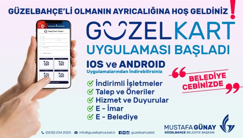 Güzelbahçe Belediyesi, GÜZELKART mobil uygulaması hizmete başladı. Güzelbahçeli vatandaşların
Android cihazlar