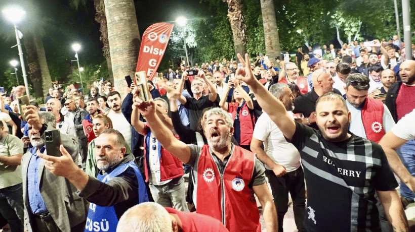 Grevdeki İZELMAN, İZENERJİ ve EGEŞEHİR A.Ş işçilerinin grevin üçüncü gününde