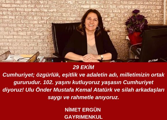 29 EKİM
Cumhuriyet; özgürlük, eşitlik ve adaletin adı, milletimizin ortak gururudur.