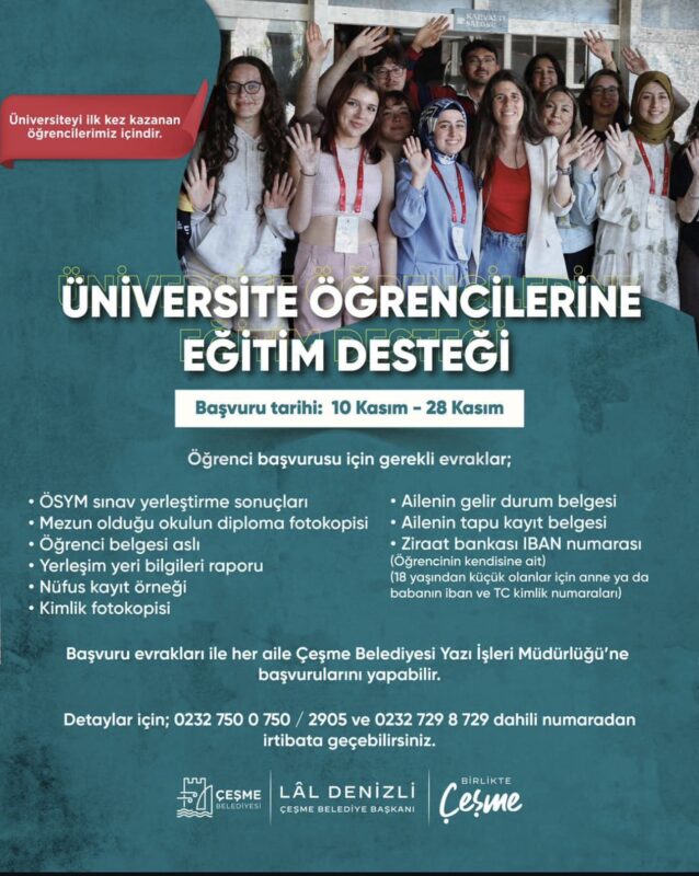 Çeşme Belediyesi, sosyal belediyecilik anlayışı doğrultusunda gençlerin eğitim hayatına destek