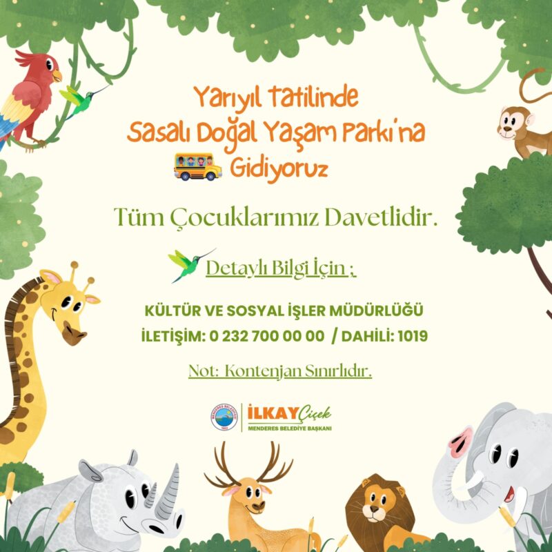 Menderes Belediyesi, çocukları yarıyıl hediyesi olarak Sasalı Doğal Yaşam Parkı’na
