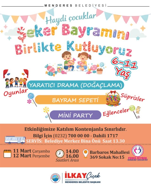 Menderes Belediyesi, 6-11 yaş arası çocuklar için bayram kutlaması etkinliği