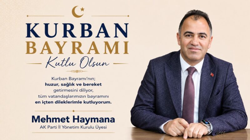 Kurban Bayramı’nın; huzur, sağlık ve bereket getirmesini diliyor, tüm vatandaşlarımızın