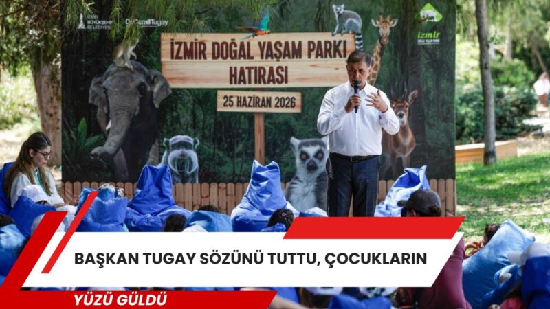 İzmir Büyükşehir Belediye Başkanı Dr. Cemil Tugay, Kiraz ziyaretinde çocuklara