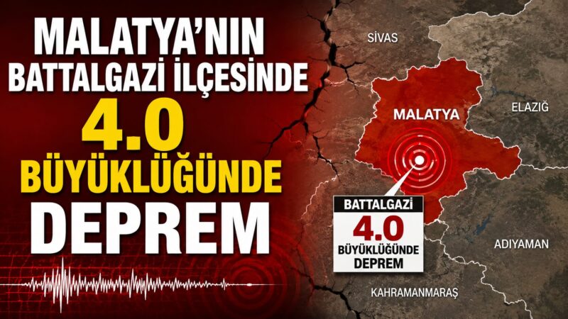 Malatya'nın Battalgazi ilçesinde 4.0 büyüklüğünde deprem meydana geldi. Sarsıntı çevre