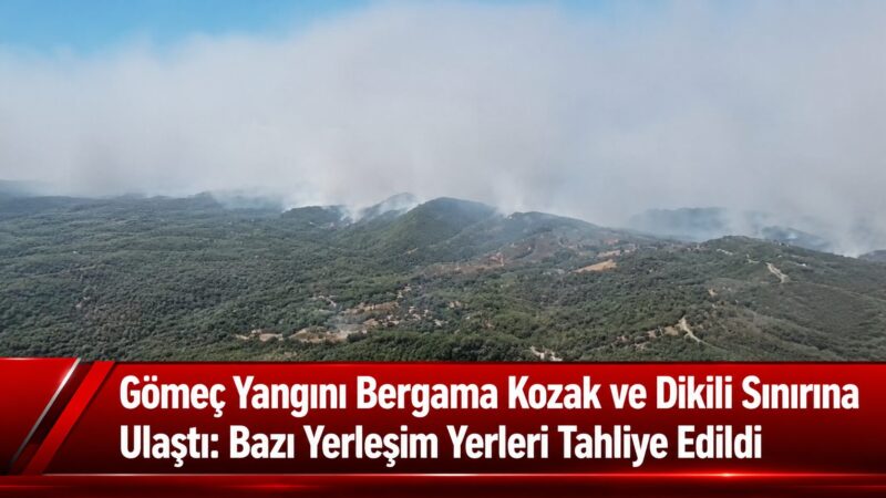 Balıkesir’in Gömeç ilçesinde çıkan orman yangını, etkili olan kuvvetli rüzgâr
