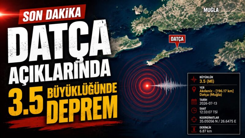 Muğla'nın Datça ilçesi açıklarında öğle saatlerinde meydana gelen 3.5 büyüklüğündeki