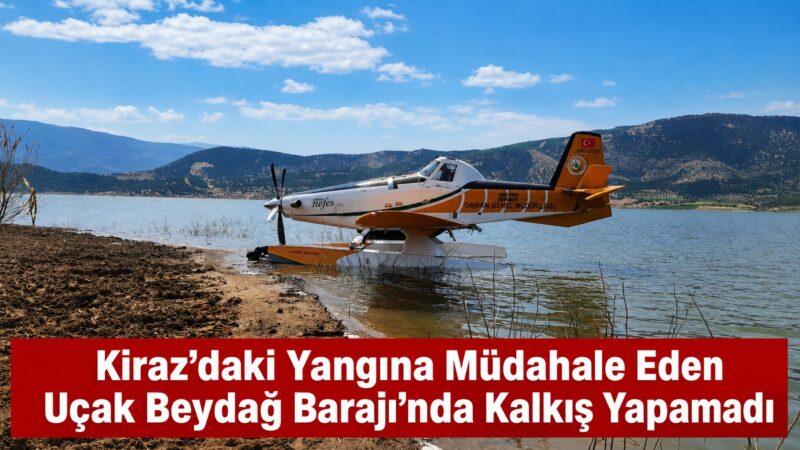 İzmir’in Kiraz ilçesinde çıkan orman yangınına müdahale eden amfibik yangın