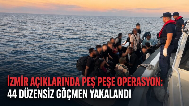 İzmir’in Foça ve Menderes ilçeleri açıklarında Sahil Güvenlik ekiplerinin gerçekleştirdiği