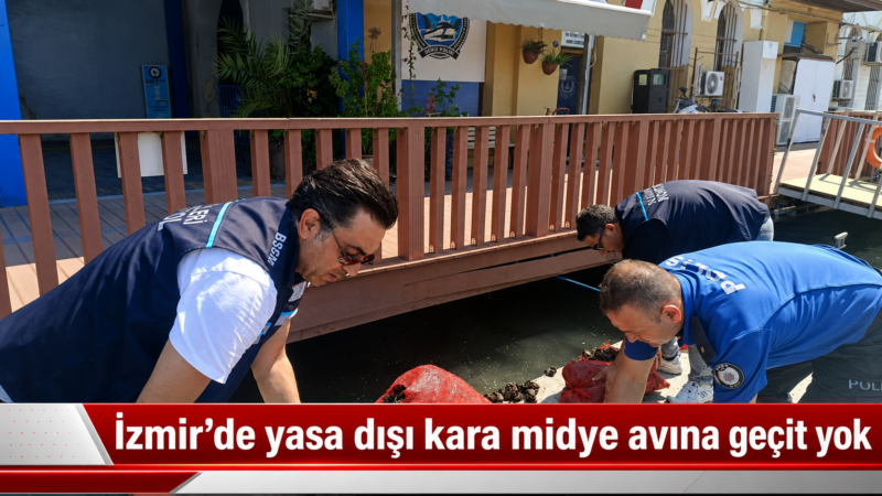 İzmir’de yasa dışı kara midye avcılığına yönelik gerçekleştirilen denetimde 560
