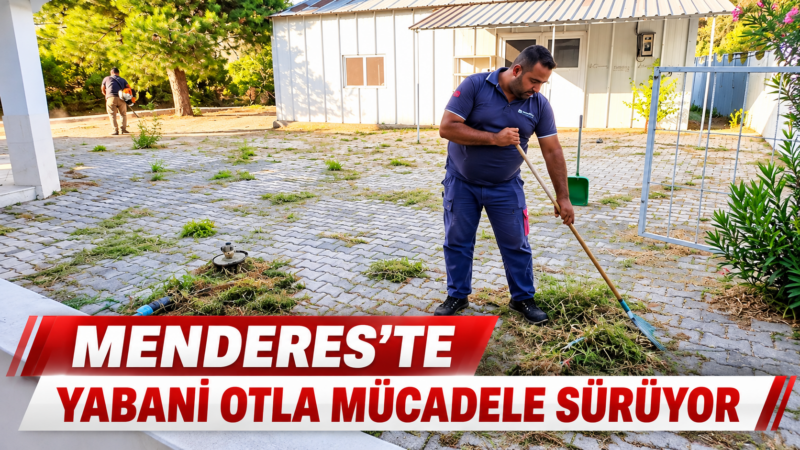 Menderes Belediyesi, yabani otlarla ilçe genelinde verdiği mücadeleyi sürdürüyor. Dört