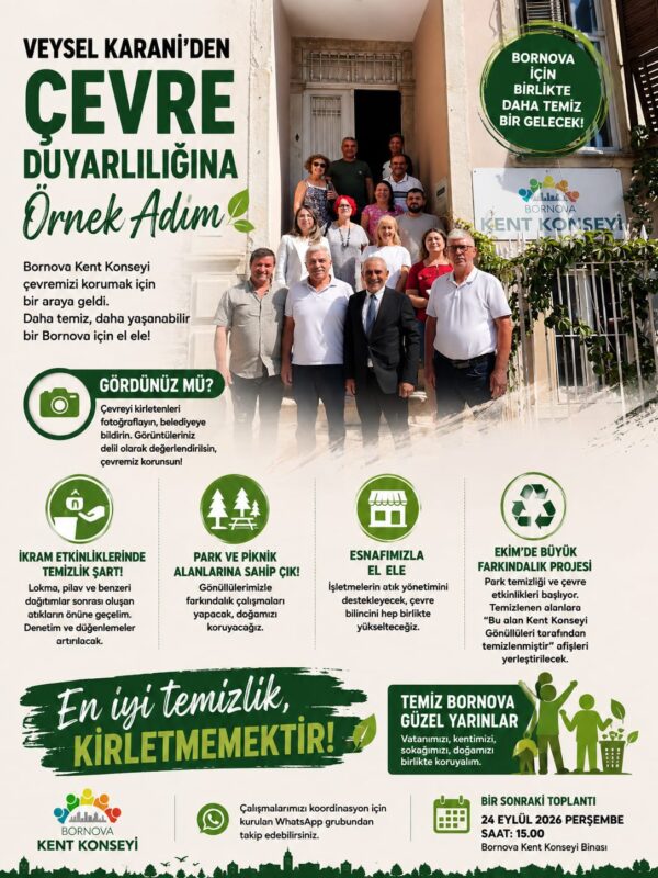 Bornova Kent Konseyi’nde gerçekleştirilen çevre toplantısına, Bornova Belediye Meclis Üyesi