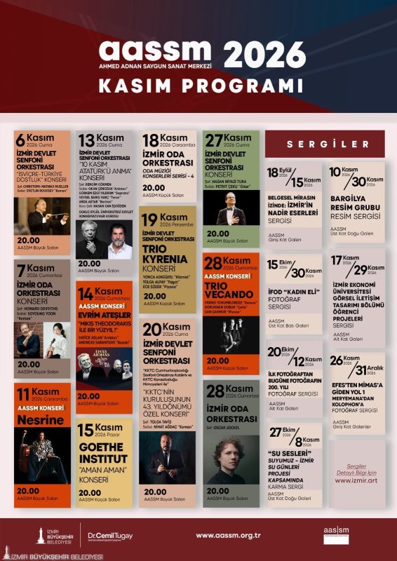 Ahmed Adnan Saygun Sanat Merkezi (AASSM), kasım ayında senfoni ve
